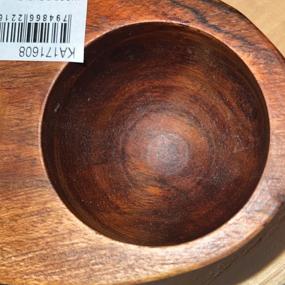 Karma acacia wood double pinch bowl with brass spoons - NWT - Picture 7 of 16